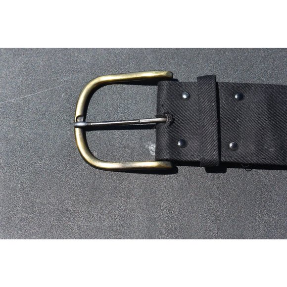 Women's Black Nylon Belt with Rustic Gold Buckle Small - Picture 3 of 6